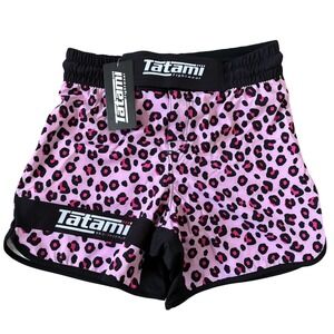 NWT Tatami Recharge Women's Fight Shorts Size S Leopard Pink BJJ Jiu Jitsu